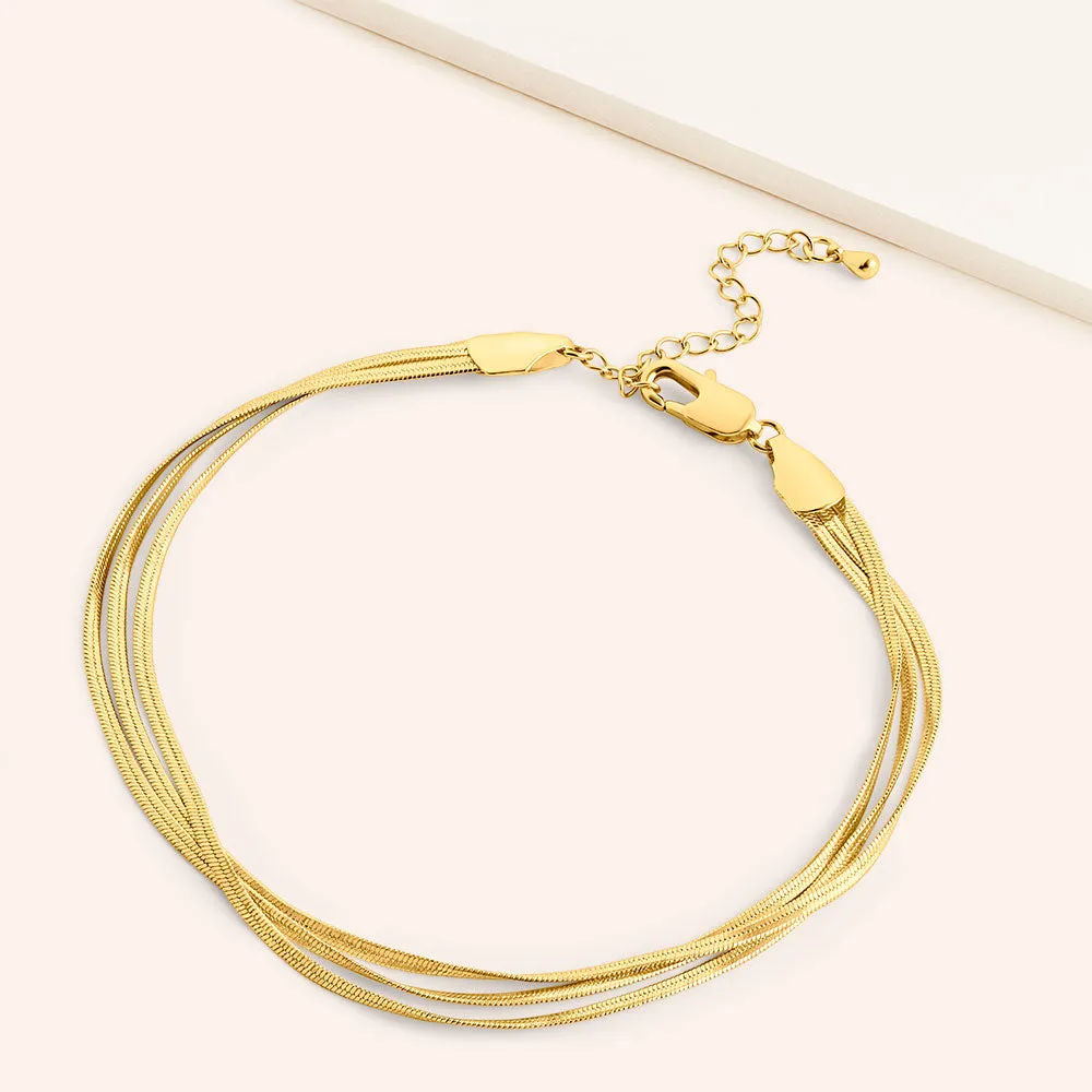 "Rodeo" High Polished Herringbone Chain Layered Anklet