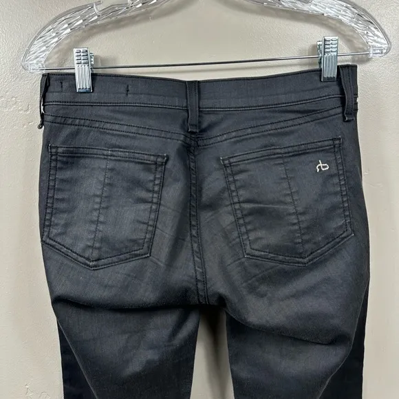 RAG &amp; BONE Devi Lace-Up Coated Skinny Jeans Size 27 - Black / Grey