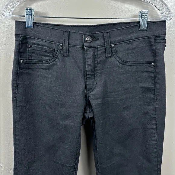 RAG &amp; BONE Devi Lace-Up Coated Skinny Jeans Size 27 - Black / Grey