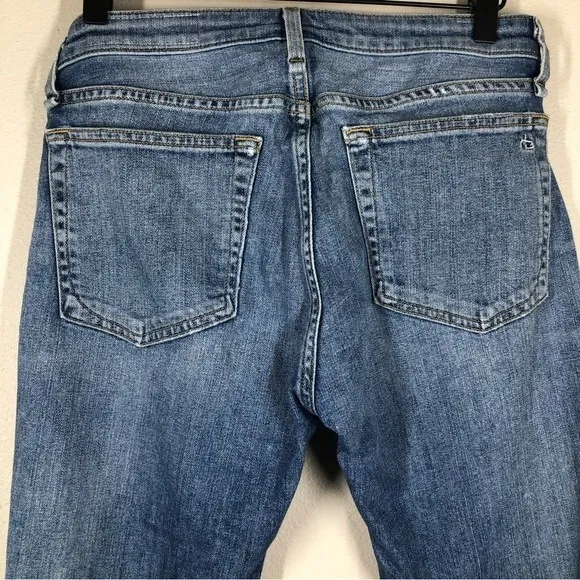 Rag &amp; Bone Dre Low-Rise Slim Boyfriend Jeans Distressed Dobbie Wash 27