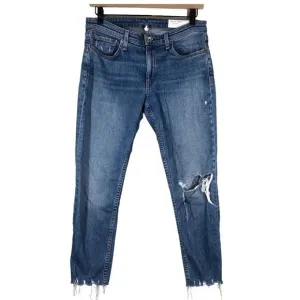 Rag &amp; Bone Dre Low-Rise Slim Boyfriend Jeans Distressed Dobbie Wash 27