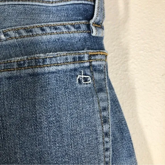 Rag &amp; Bone Dre Low-Rise Slim Boyfriend Jeans Distressed Dobbie Wash 27