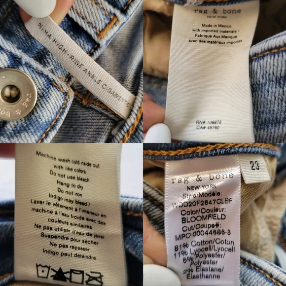 Rag &amp; Bone‎ Nina High Rise Ankle Cigarette Jeans Size 23