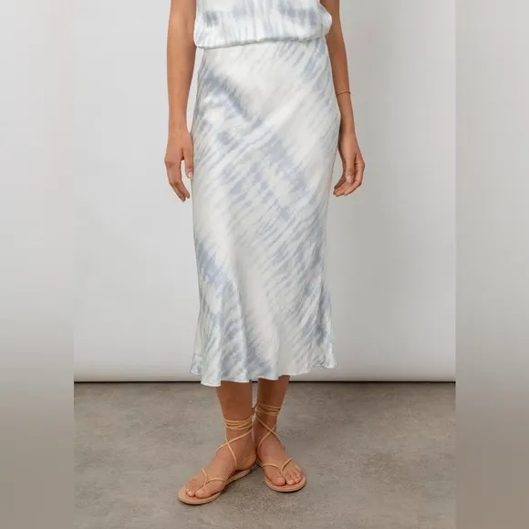 Rails Anya Tie-Dye Satin Midi Skirt