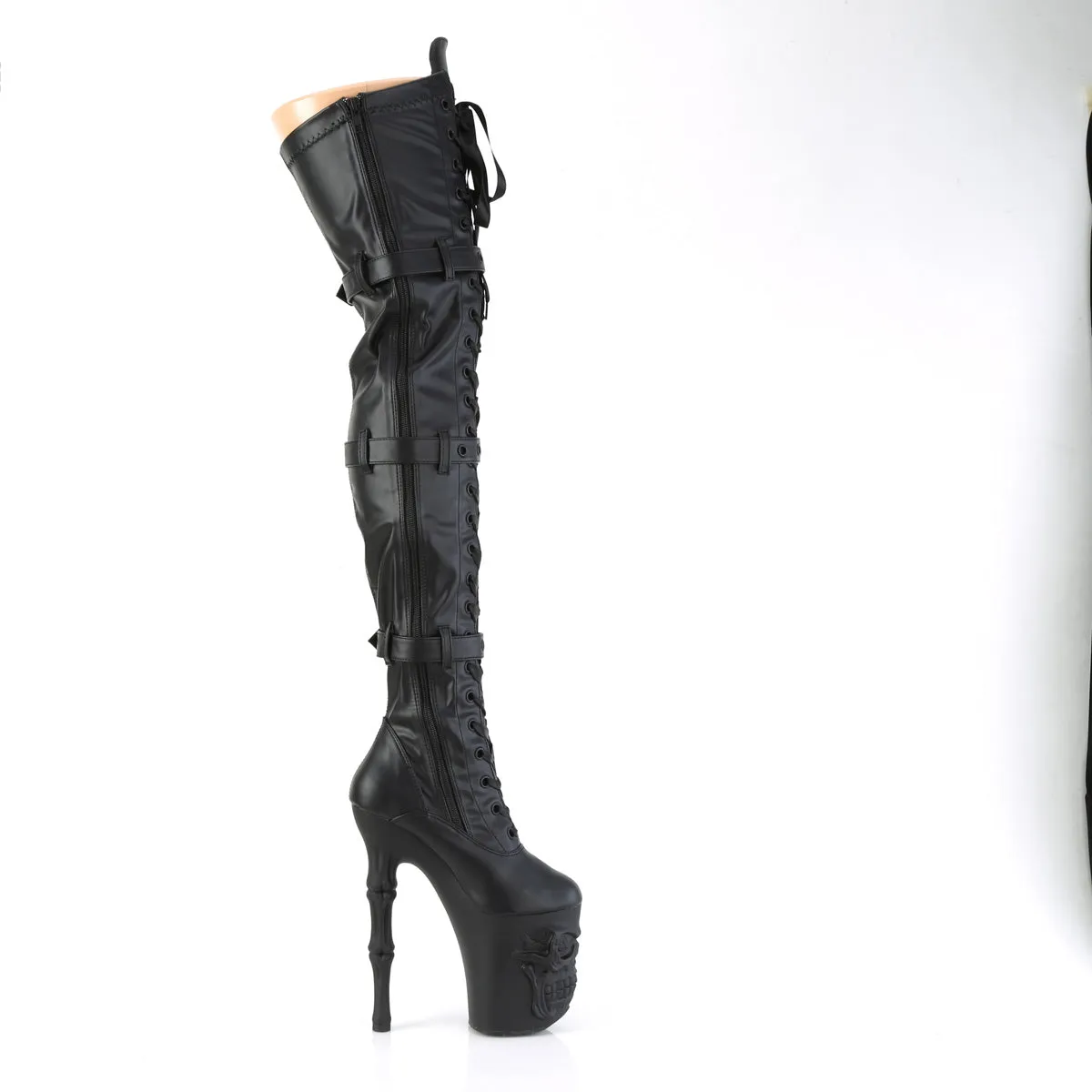 RAPTURE-3028  Black Stretch. Faux Leather/Black Matte