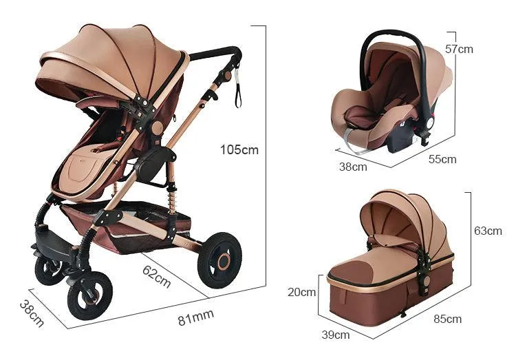 Red Luxury 3-in-1 Baby Stroller & Car Seat