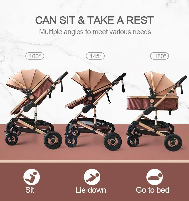 Red Luxury 3-in-1 Baby Stroller & Car Seat