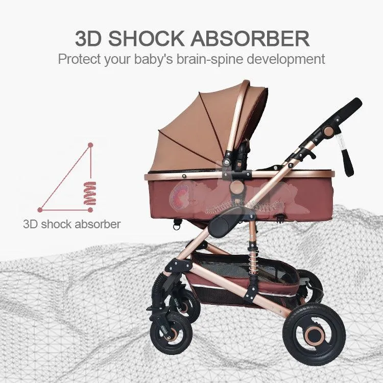 Red Luxury 3-in-1 Baby Stroller & Car Seat