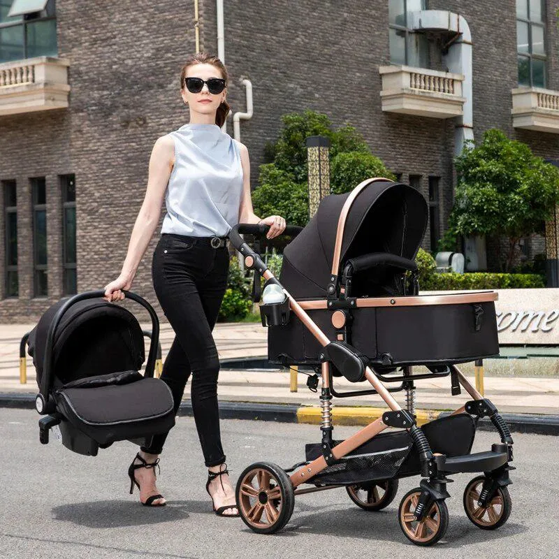 Red Luxury 3-in-1 Baby Stroller & Car Seat