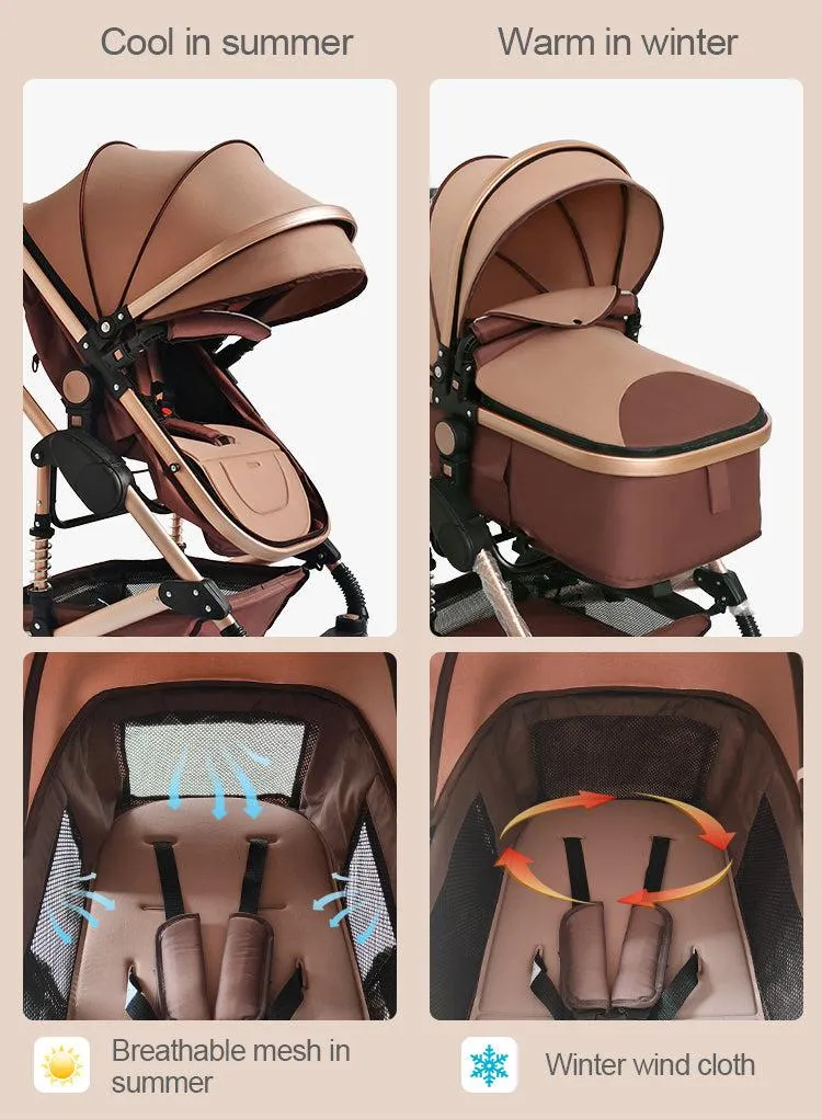 Red Luxury 3-in-1 Baby Stroller & Car Seat