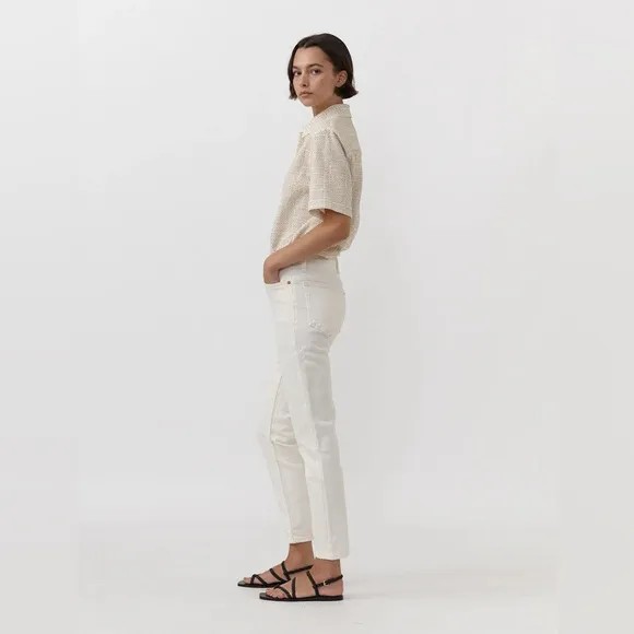 Re/Done Orginals 90s High Rise Ankle Crop In Vintage White Comfort Stretch Jeans