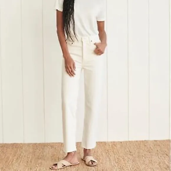 Re/Done Orginals 90s High Rise Ankle Crop In Vintage White Comfort Stretch Jeans