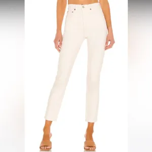 Re/Done Orginals 90s High Rise Ankle Crop In Vintage White Comfort Stretch Jeans