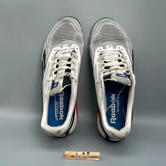 Reebok Nano X2 Men's 13 White Black Vector Red Sneakers Lace-Up Low Top Shoes