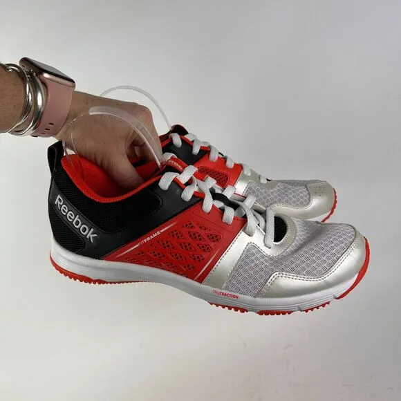 Reebok one glide fitframe us mens size 9 orange white black running sneakers
