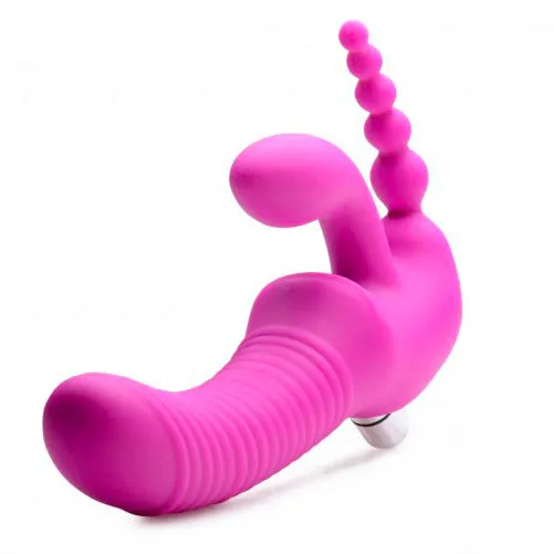 Regal Rider Vibrating Silicone Strapless Strap On Triple G Dildo 9 Inch