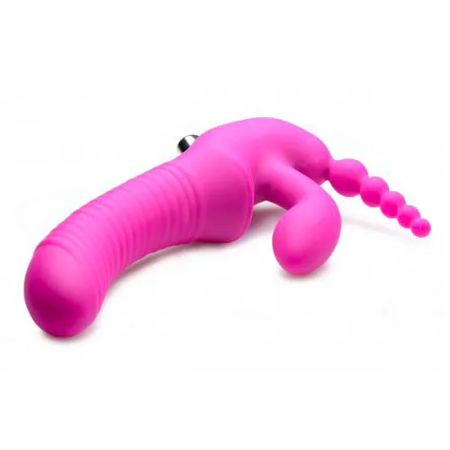 Regal Rider Vibrating Silicone Strapless Strap On Triple G Dildo 9 Inch