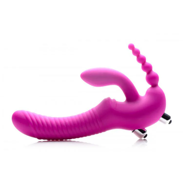 Regal Rider Vibrating Silicone Strapless Strap On Triple G Dildo 9 Inch