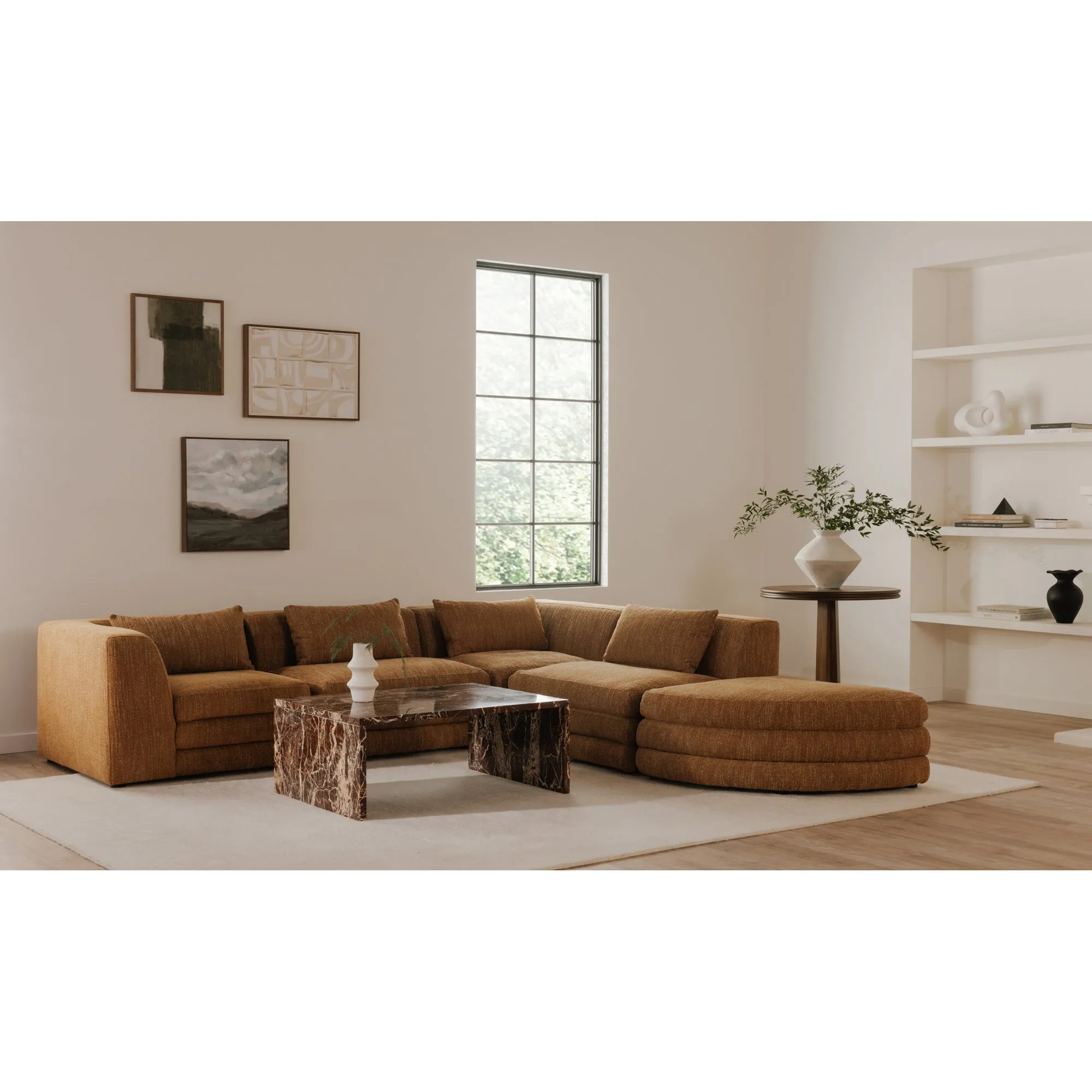 Retro-Chic Textured Slipper Chair - Amber Hue