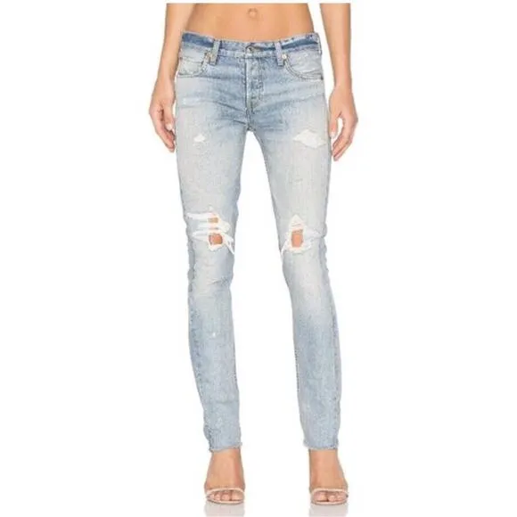 Revolve Re/Done Originals Low Rise Light Repair Skinny Size 29