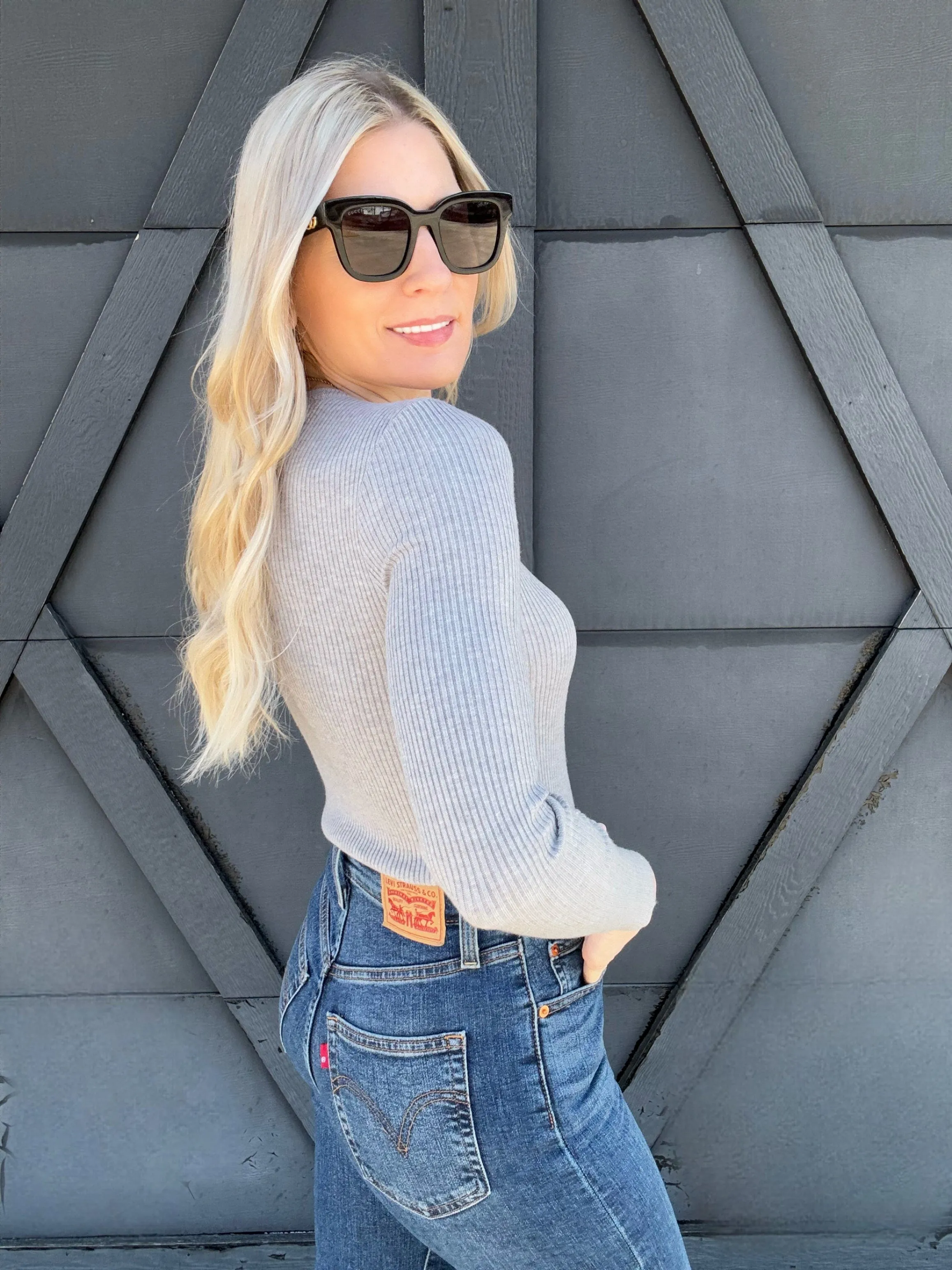 Ribbed Long Sleeve In Grey