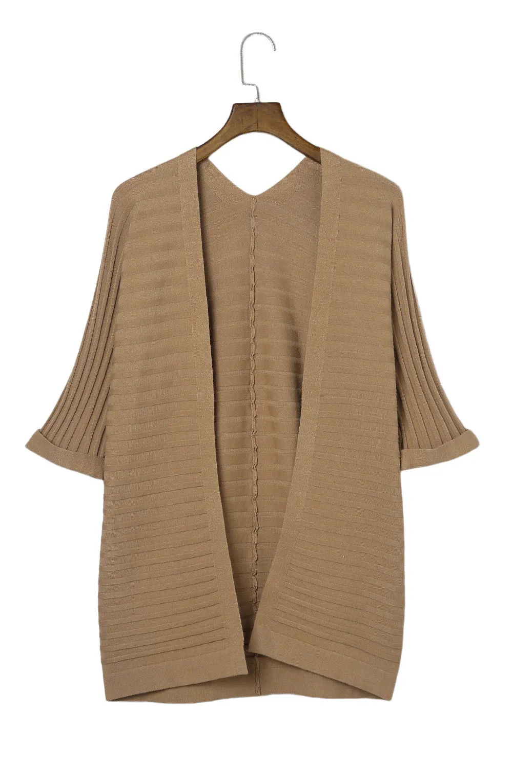 Ribbed Open Front Knit Cardigan