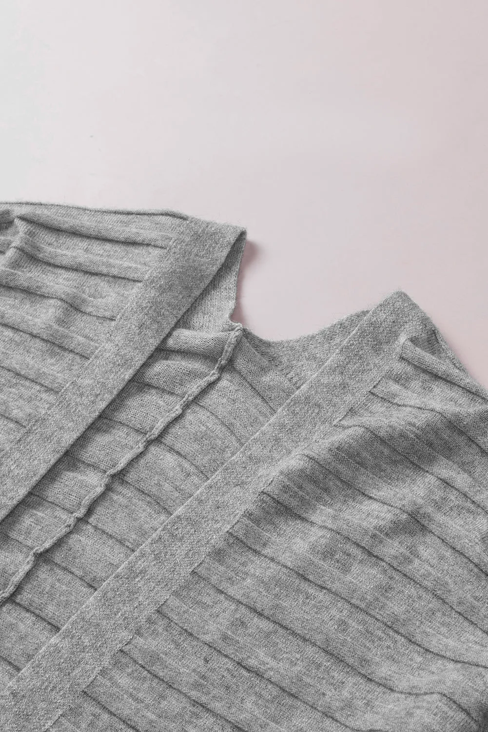 Ribbed Open Front Knit Cardigan