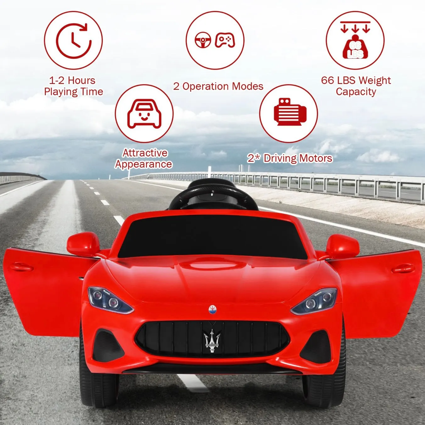 Ride On Electric Toy Car | 12V | Remote Control with LED Lights | Horn | Radio & Music | 3 Colour Options