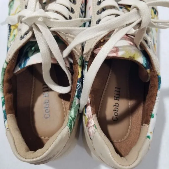 Rockport Cobb Hill Shoes Womens 7 M Amaile Lace-Up Sneaker Leather Floral