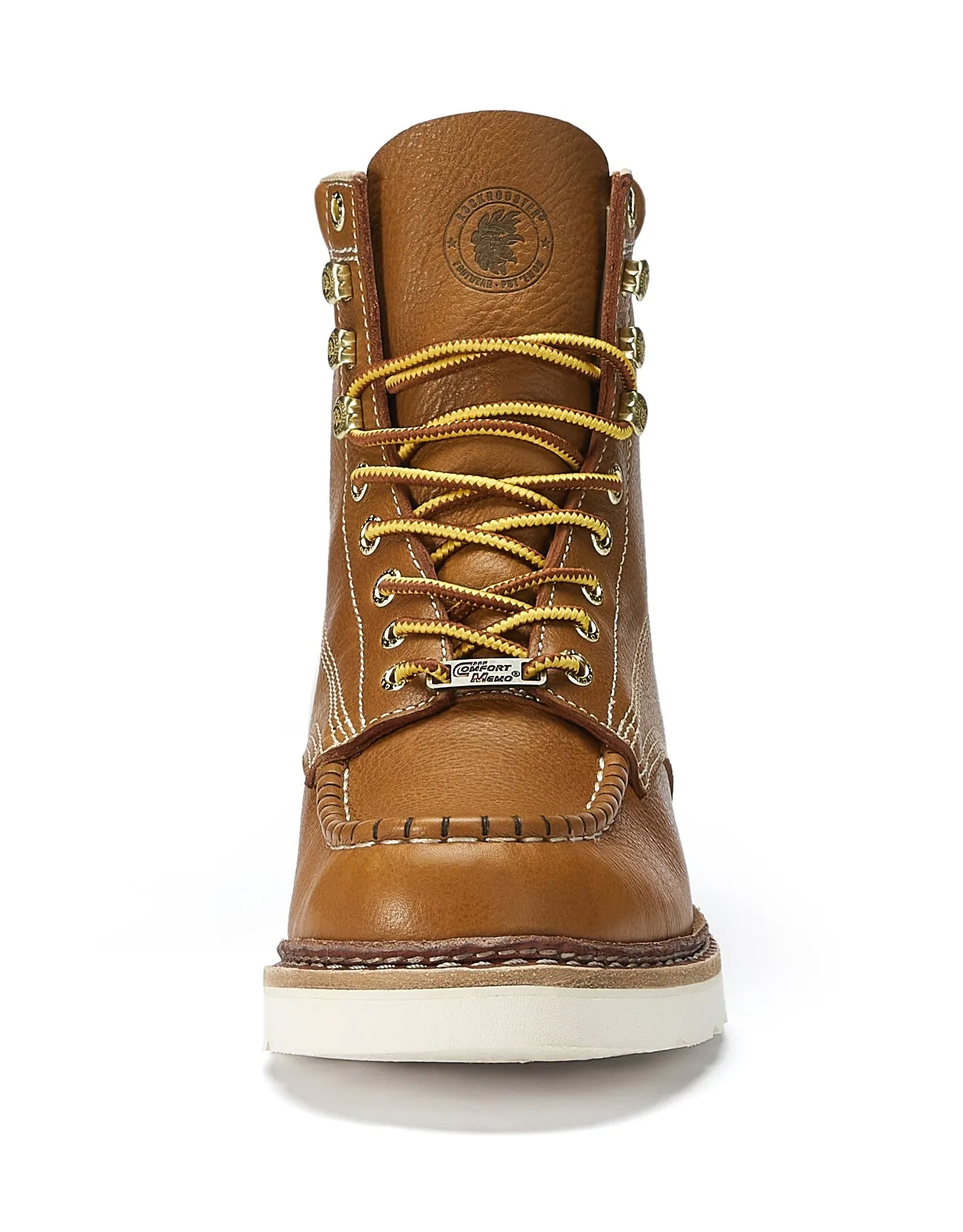 ROCKROOSTER Norwood Men's 6 inch Brown soft toe wedge work boots with