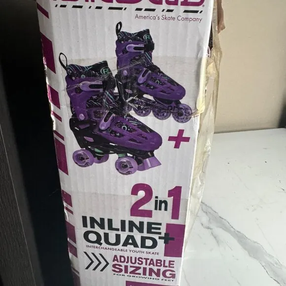 Roller Derby Interchangeable Youth Adjustable 2-1 Inline-Quad‎ Skate Size 3-6