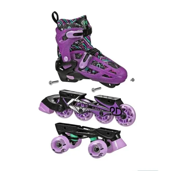 Roller Derby Interchangeable Youth Adjustable 2-1 Inline-Quad‎ Skate Size 3-6