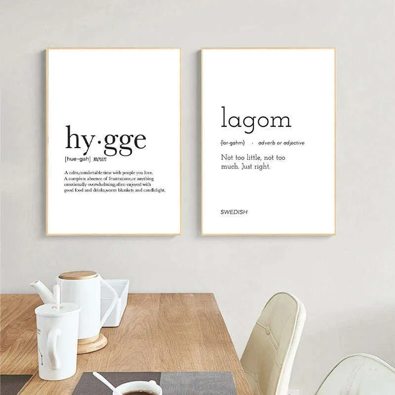 Romantic Dictionary Art Print Hygge Definition Minimalist Poster For Home Bar Salon Restaurant Wall Art Hygge Decor