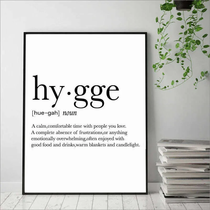Romantic Dictionary Art Print Hygge Definition Minimalist Poster For Home Bar Salon Restaurant Wall Art Hygge Decor