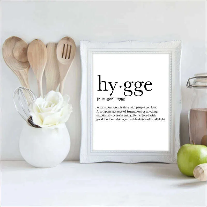 Romantic Dictionary Art Print Hygge Definition Minimalist Poster For Home Bar Salon Restaurant Wall Art Hygge Decor
