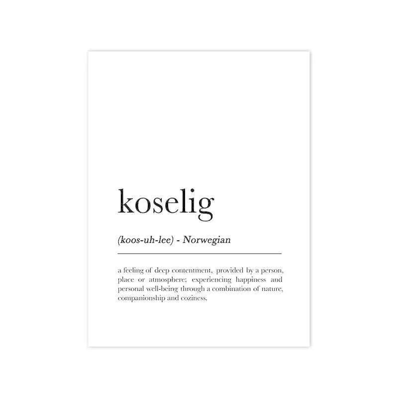 Romantic Dictionary Art Print Hygge Definition Minimalist Poster For Home Bar Salon Restaurant Wall Art Hygge Decor