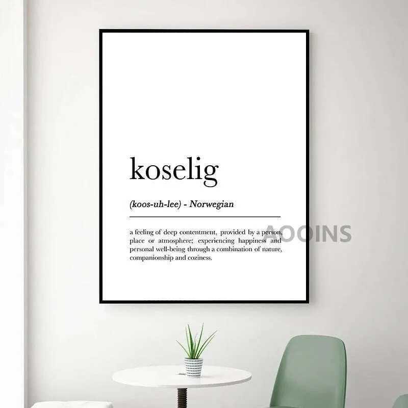 Romantic Dictionary Art Print Hygge Definition Minimalist Poster For Home Bar Salon Restaurant Wall Art Hygge Decor