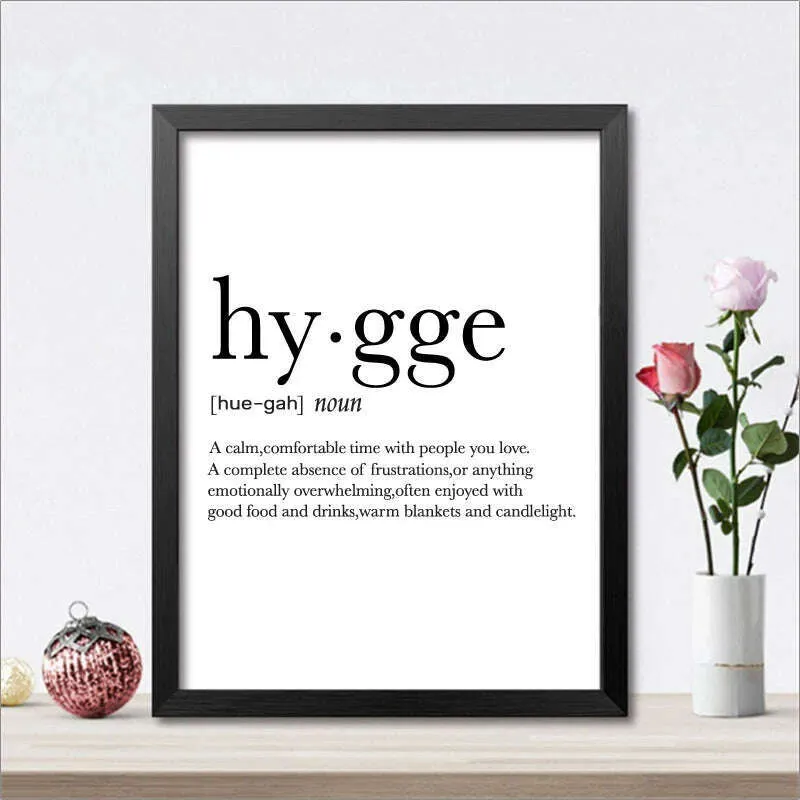 Romantic Dictionary Art Print Hygge Definition Minimalist Poster For Home Bar Salon Restaurant Wall Art Hygge Decor