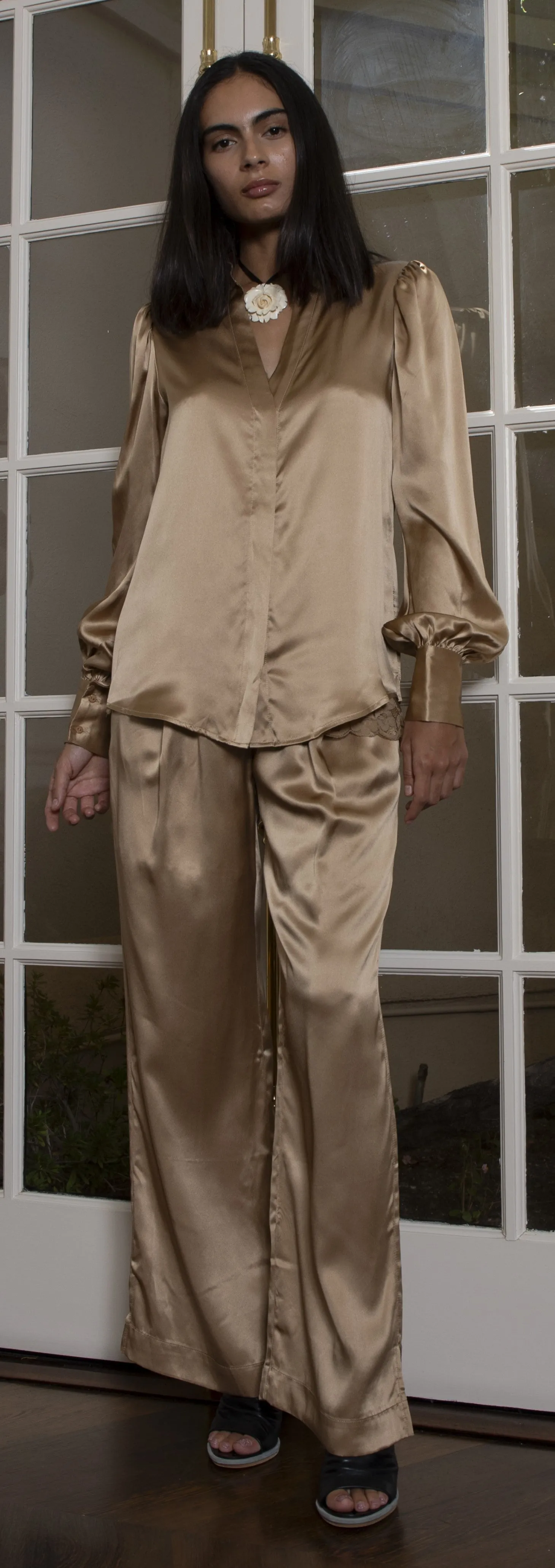 Romantic Silk Shirt - Dune Sand