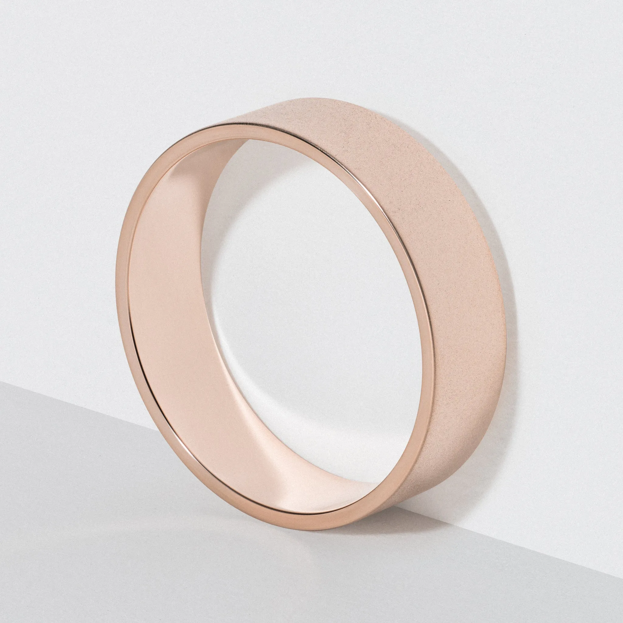 Rose Gold Flat Wedding Band - Matte 6mm