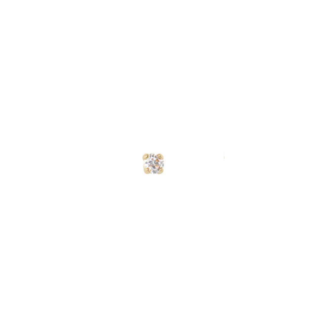 Round Cubic Zirconia Cartilage Earring 1.6mm  - Solid Gold