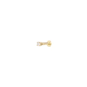 Round Cubic Zirconia Cartilage Earring 1.6mm  - Solid Gold