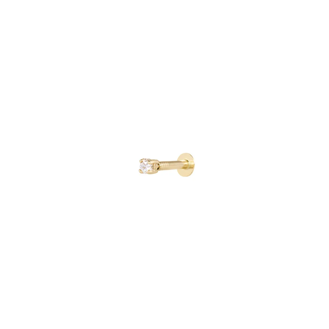 Round Cubic Zirconia Cartilage Earring 1.6mm  - Solid Gold