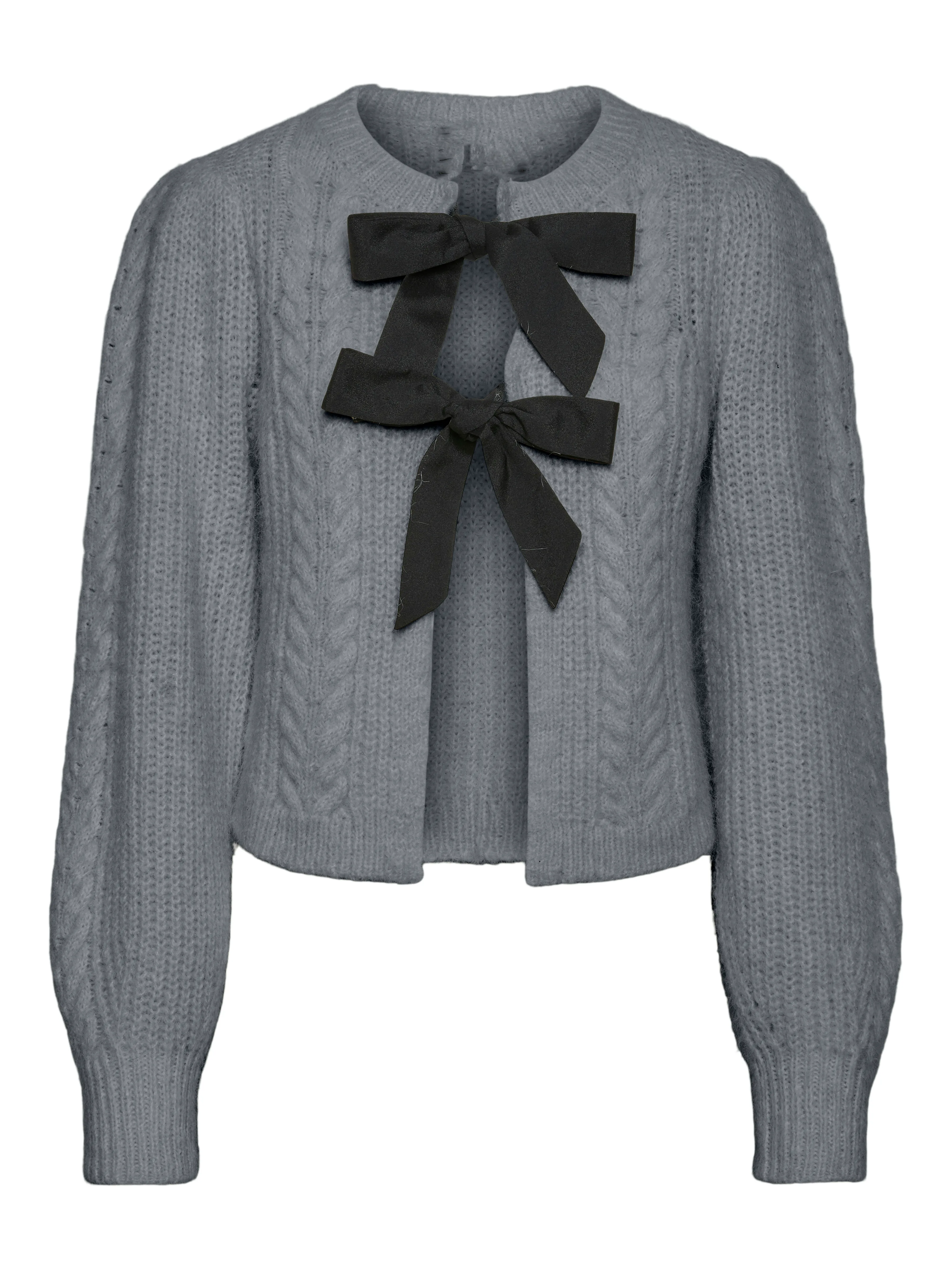 Row knit bow grey