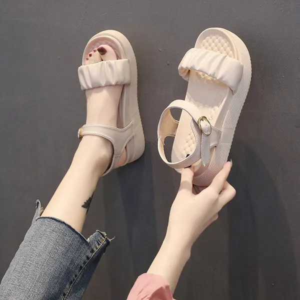 Sandals Summer Casual Platform Shoes Open Toe Ankle Buckle Strap Sandals Beach Sport Sandalia