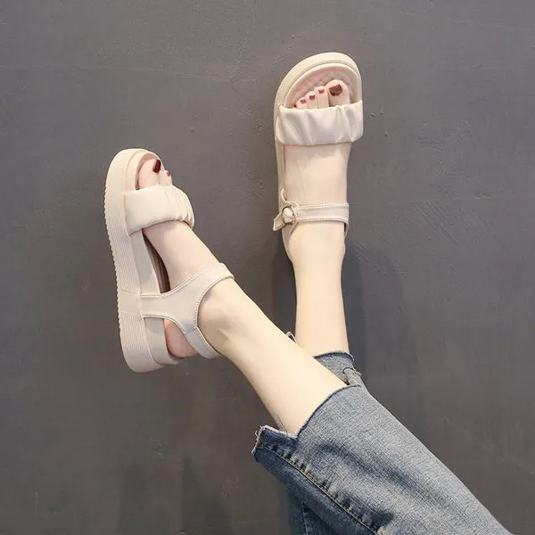 Sandals Summer Casual Platform Shoes Open Toe Ankle Buckle Strap Sandals Beach Sport Sandalia