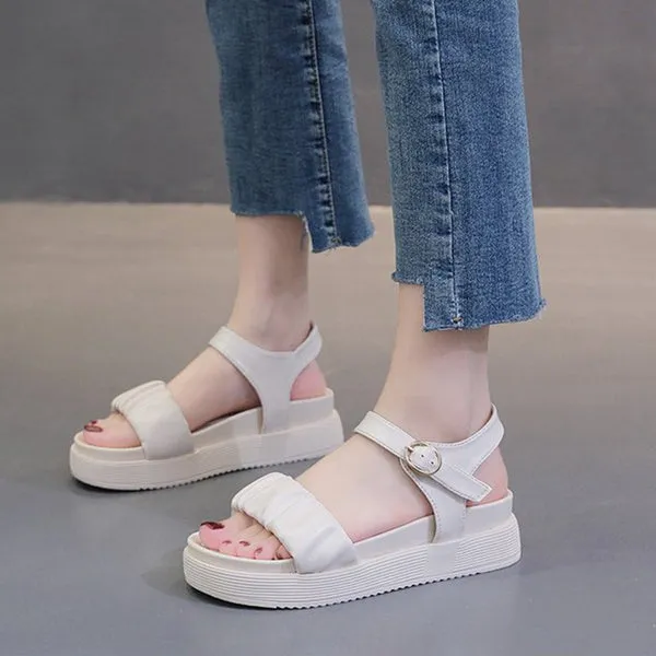 Sandals Summer Casual Platform Shoes Open Toe Ankle Buckle Strap Sandals Beach Sport Sandalia