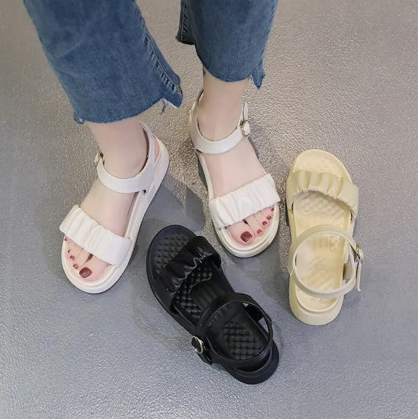 Sandals Summer Casual Platform Shoes Open Toe Ankle Buckle Strap Sandals Beach Sport Sandalia