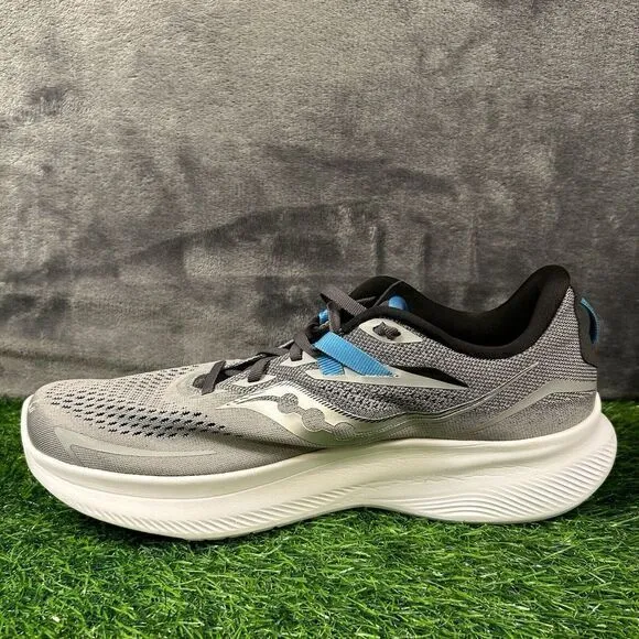 Saucony‎ Ride 15 Mens 12 Gray White Shoes Sneakers Athletic Running Gym W/Box