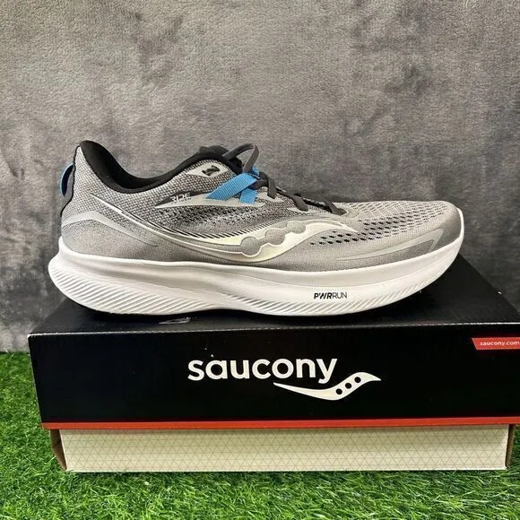 Saucony‎ Ride 15 Mens 12 Gray White Shoes Sneakers Athletic Running Gym W/Box